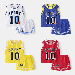 Conjunto de Ropa Deportiva de Baloncesto para Niño, Camiseta sin Mangas y Pantalones Cortos con Estampado, 2 Piezas, Nueva Moda de Verano - Product Image 1