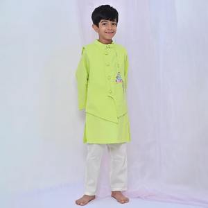 Unique Design Fancy <b>Boys</b> <b>Kurta</b> Pajama Set Party Wear Ethnic Outfit for Kids Wedding and Celebration Available At Best Price - Product Image 6