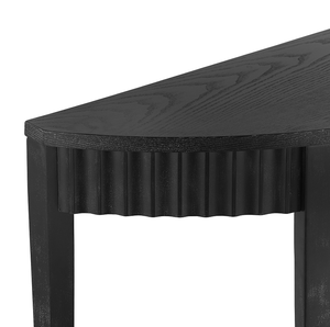 Luxury Elegant Half-Moon Entryway <b>Table</b> with Wood Veneer and Open Shelf Refined Hotel Accent Piece for Hallways or Foyers - Product Image 4