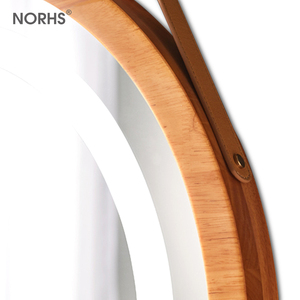 Nouvelle conception antique rond en bois rétro <span class=keywords><strong>miroir</strong></span> mural décoratif - Product Image 4