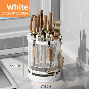 Portacuchillos Giratorio de 360 Grados de Acero Inoxidable Moderno, Tipo de Piso, No Plegable, Soporte para Almacenamiento de Palillos/Cucharas de Cocina - Product Image 6