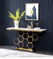 Mobilier d'hôtel doré design italien noir pas cher miroir table d'entrée console noir