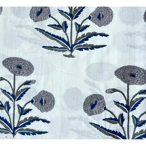 Tela de Algodón Estampada a Mano de la India Third Eye Export, Popelina Blanca con Estampado Floral, Ligera, Transpirable, para Coser y Acolchar - Product Image 1