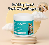 Lingettes de nettoyage pour les yeux, les oreilles et les dents des animaux domestiques, doigts nettoyants 3-en-1 jetables pour chiens et chats, élimination des taches de larmes et de la cire