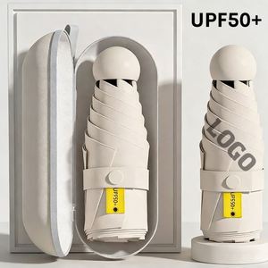 Luxury Business Gift Custom Logo Upf50+ 6K Umbrellas Rainy Pocket 5 <b>Folding</b> for Women Uv Mini Small Handle Umbrella - Product Image 1