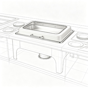 Plat à réchaud rectangulaire blanc XY avec couvercle en verre, alimenté à l'alcool, capacité 9L, contrôle manuel de la température 0°C-70°C, chauffage de 2 heures - Product Image 4