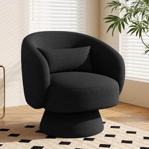 Fauteuil pivotant à 360 degrés en tissu Sherpa avec pieds en métal, fauteuil moderne pour salon, chambre à coucher, salle de séjour - Product Image 1