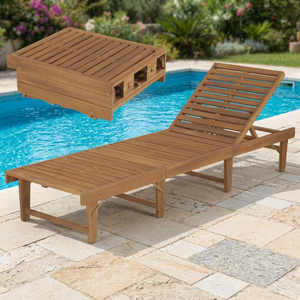Chaise longue moderne en bambou, faite à la main, pliable, pour l'extérieur, avec coussins, dossier croisé, inclinable manuellement, durable, vente en gros - Product Image 3