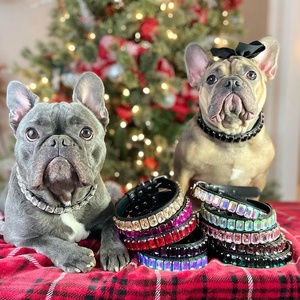 Diamanten luxe halsband met bling-bling juwelen en strass steentjes voor uw kat of Franse bulldog - Product Image 2