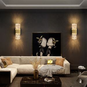 Apliques de pared Led de diseño dorado de cristal de decoración interior moderna para dormitorio de Hotel - Product Image 3