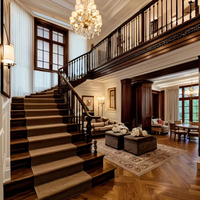 Stringer droit moderne en bois massif d'escalier de luxe nouveau design pour l'usage d'appartement