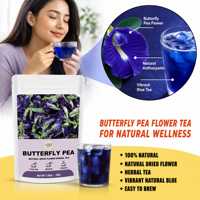 Bio-Schmetterlingserbsenblüten-Tee, Blaue Blüten, Kräutertee, Koffeinfrei, Natürlich, pH-Wert-Wechselnd