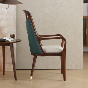 Chaise de salle à manger avec accoudoirs, restaurant, chaise à dossier en bois massif pur - Product Image 4