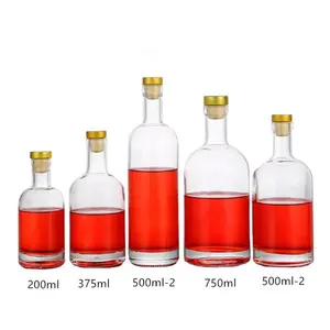200ml 375ml 500ml 750ml custom wine label gin bottle tonic water glass bottle logo printing liquor vodka glass bottle