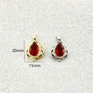 Water Drop Pendant With Zircon Synthetic Gemstone <b>Copper</b> Plated For Jewelry Making Teardrop Shape Hollowed Out <b>Vase</b> Design - Product Image 2