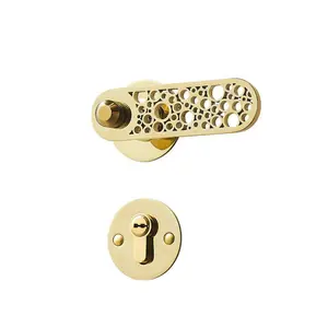 All copper thin section hollow personality fashion universal direction indoor mute magnetic door lock handle copper