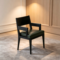 Fauteuil de salle à manger moderne en bois massif de frêne, style luxe discret, avec coussin rembourré en cuir PU pour maison, villa, restaurant