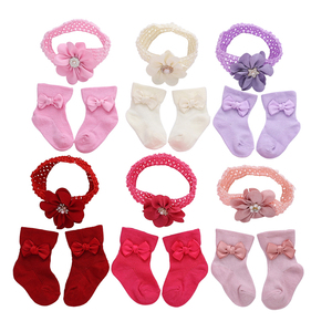 Nouvel Ensemble Chaussettes Bébé Fille Coton Printemps Automne Couleur Claire avec Nœud Bandeau pour 0-12 <span class=keywords><strong>Mois</strong></span> - Product Image 4