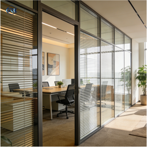 Cloison de séparation en aluminium dépoli, cloison de bureau transparente, mur de confidentialité, double vitrage de 100 mm, loupe intégrée, design moderne - Product Image 4