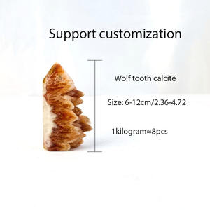 Penjualan terlaris batu kristal alami dipoles batu permata serigala gigi kalsit kasar poin untuk hadiah - Product Image 4