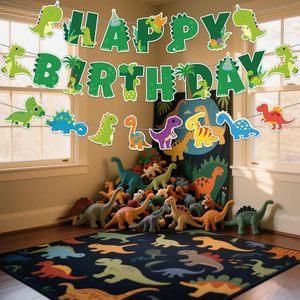 Striscione di Buon Compleanno con Dinosauri - Decorazioni per Feste a Tema Dinosauri, Ghirlanda con Dinosauri per Bambini e Ragazzi - Product Image 5