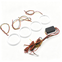 Feux de jour LED Angel Eyes multicolores RGB en coton avec clignotants jaunes pour phares de voiture universels