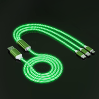 Câble de chargeur de téléphone 3-en-1 Multi USB Universal LED Light 8pin Type C Micro USB Glowing Connector Cord Made Pure Copper Printer