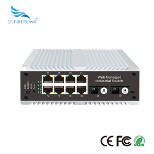 8-port RJ45 IndustrialNetwork <strong>Switch</strong> with 2 SC <strong>Single</strong> <strong>Mode</strong> <strong>Single</strong> Fiber Slots 1310nm/1550nm, Rail Type, 6KV-40 ℃ -85 - Product Image 1