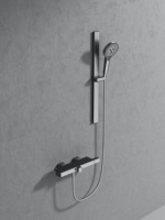Ensemble de douche à main minimaliste en laiton massif avec surface texturée mate, fixation murale et rail coulissant magnétique pour salle de bain - Vente en gros