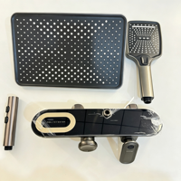 Système de douche complet gris haute pression avec pommeau de douche carré à économie d'eau et douchette multifonction pour salle de bain domestique