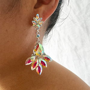 KAIMEI Neuankömmling Modeschmuck Große Frauen Luxus Braut kristall AB Diamant Ohrring Frauen Silber Diamant Tropfen Ohrringe - Product Image 3