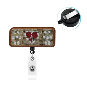 In stock fabric pull-tab heart <b>bow</b> nurse/doctor ID card <b>clip</b> name tag <b>clip</b> pull cord holder badge scroll - Product Image 3
