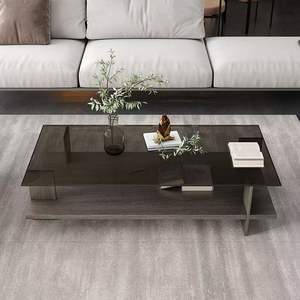 <span class=keywords><strong>Table</strong></span> basse carrée moderne <span class=keywords><strong>en</strong></span> <span class=keywords><strong>verre</strong></span> trempé <span class=keywords><strong>et</strong></span> <span class=keywords><strong>en</strong></span> bois fabriqué à la main pour le salon ou le bureau Ensemble durable pour les petits espaces - Product Image 6