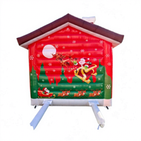 Maison de Noël gonflable géante - Décoration de jardin éclairée par LED avec souffleur