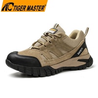 Sepatu Keselamatan Kerja Tiger Master Anti-benturan, Pelindung Jari Kaki Baja, Anti-tusuk, Anti-selip, Anti-minyak, Sol Karet Tahan Lama untuk Pabrik dan Gudang