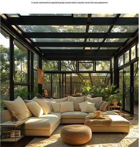 Salle <span class=keywords><strong>de</strong></span> soleil moderne sur pied Toit trempé Extérieur Aluminium Verre Solarium Véranda <span class=keywords><strong>de</strong></span> jardin Cour Fenêtres coulissantes - Product Image 3