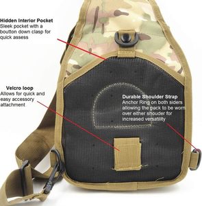 Bolso táctico MOLLE de moda, bandolera de un solo hombro, bolso cruzado para el pecho, con cierre de cremallera, para senderismo, camping y viajes al aire libre. - Product Image 3