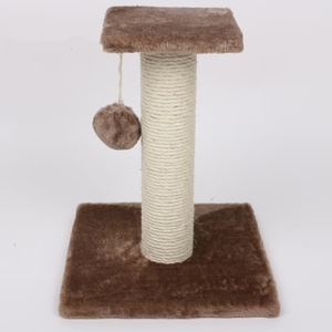 Two-Level <b>Cat</b> <b>Tree</b> with Sisal <b>Scratching</b> <b>Posts</b> Double Plush Platforms Mouse Toy Stable Wood Base for Indoor <b>Cats</b> - Product Image 5