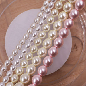 Contas de Pérola de Vidro Oval em Cores Mistas, Formato de Ovo, Contas Soltas para Fazer Joias de Casamento, Pulseiras e Colares DIY - Product Image 4