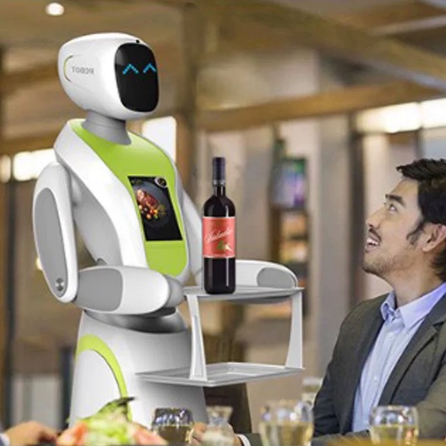 Autonomous Navigation Automatic Obstacle Avoidance Intelligent Restaurant Waiter Robot IP67 5kg Payload 13.3" Touchscreen for