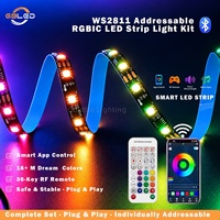 Kit de bande LED adressable RGBIC WS2811 de 5 m, 12 V, CRI90, pixels intelligents, couleur de rêve, contrôle sans fil par application USB, éclairage de Noël à intensité variable