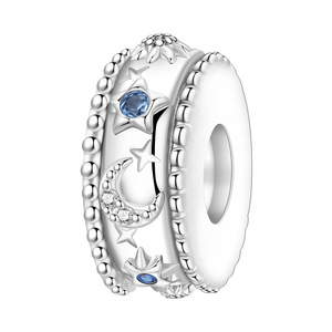 Original White Copper <b>Bead</b> <b>Bracelet</b> - DIY Star and Moon Isolation <b>Bead</b> Jewelry, Personalized Women's Jewelry - Product Image 1