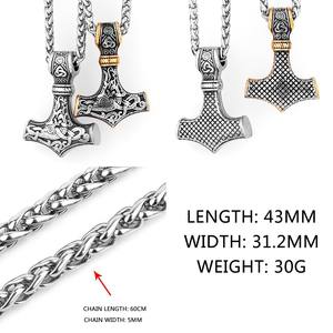 תליון נירוסטה הסיטונאי שרשרת תכשיטים מקצץ פטיש וodin רונה אדום שרשרת צלב אופנתי - Product Image 5