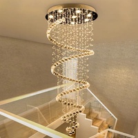 Lustre de villa de style européen pour escalier, idéal pour salon à double hauteur, en spirale, en cristal, romantique et décoratif pour restaurant