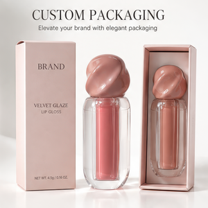 Natural <b>Lip</b> Plumping Gloss Base with Round Brush Tube Transparent Striped Cap Shaped Bottle for Party Makeup Private Label - Product Image 4