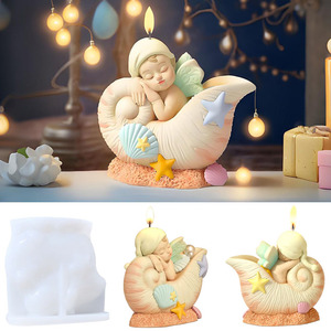Moule en silicone pour bébé conque 3D fait à la main ornements en résine de gypse ange endormi pour bougie d'aromathérapie et outils de gâteau à la maison - Product Image 3