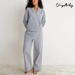 Loose Version Women Home Wear Long Sleeve Open Front Lady Sleepwear Pure Cotton Fashion Women Pajamas
