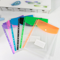 Gran oferta, carpeta de archivos transparente A4 personalizada, bolsa de documentos, cierre de hebilla de PP, sobre colorido para papelería escolar