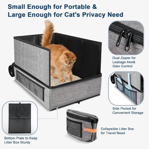 Foldable Waterproof Fabric Cat Litter <b>Box</b> 13.75x17.7x4.7 Inch <b>Large</b> Capacity Durable Pet Supplies for Travel - Product Image 2