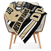 Couverture en flanelle de football américain New Orleans, douce, personnalisable avec nom et logo, couleurs des Saints, casque, pour canapé, lit, couverture polaire, cadeau, nouveauté